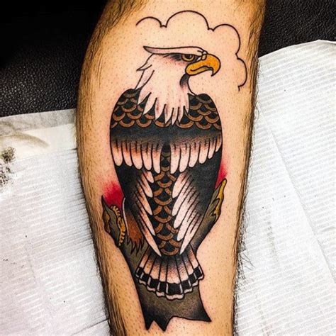 Amazing White And Black Flying Eagle Tattoo. . Bald eagle tattoo design